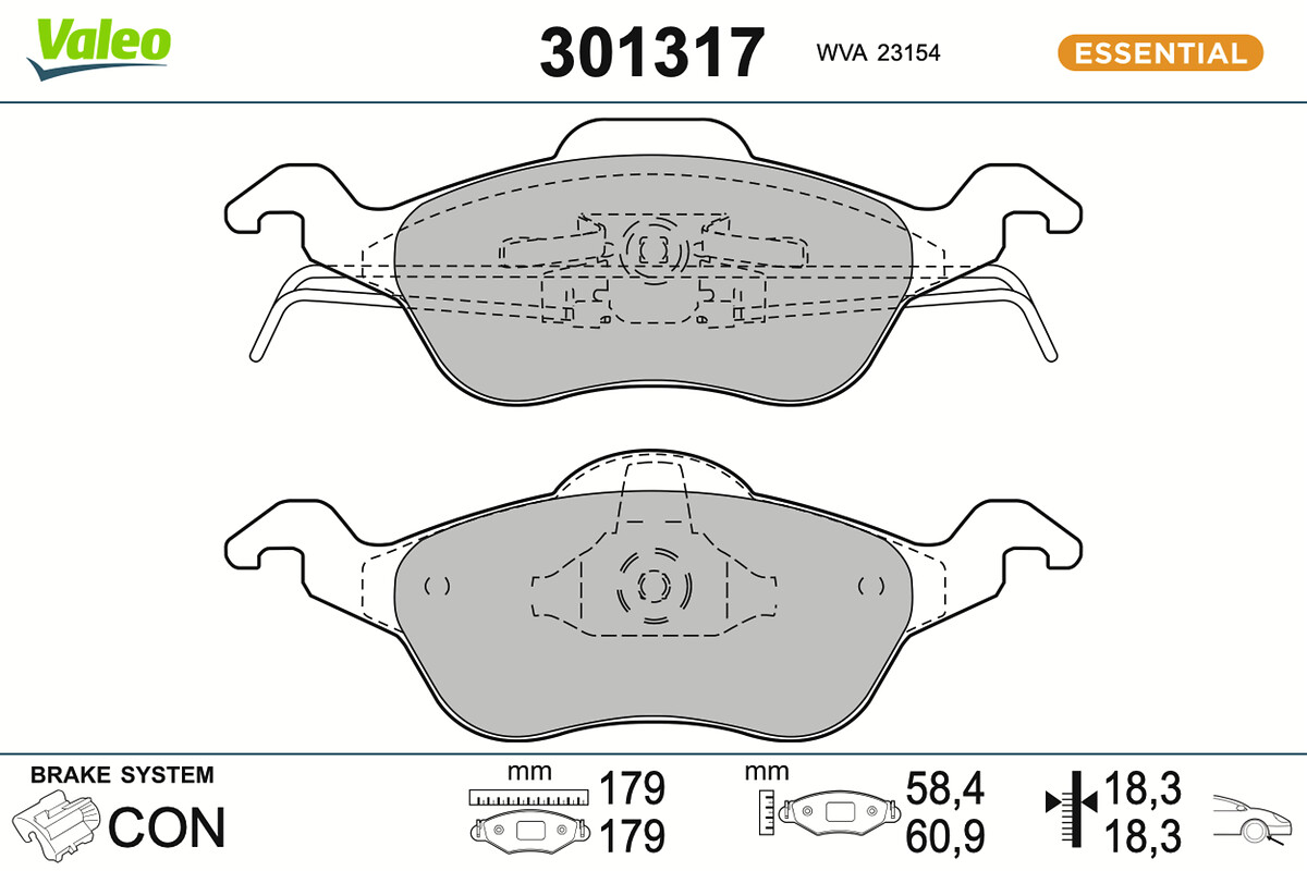 Jeu de 4 plaquettes de frein VALEO ref. 301317